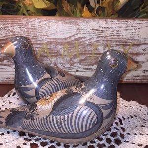 Pair of Mexican handpainted ceramic doves